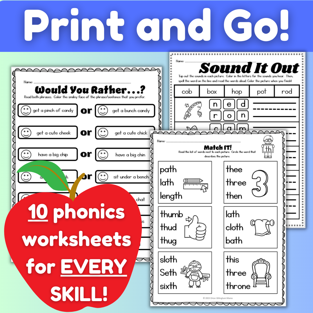 Free Printable Orton Gillingham Worksheets Pdf