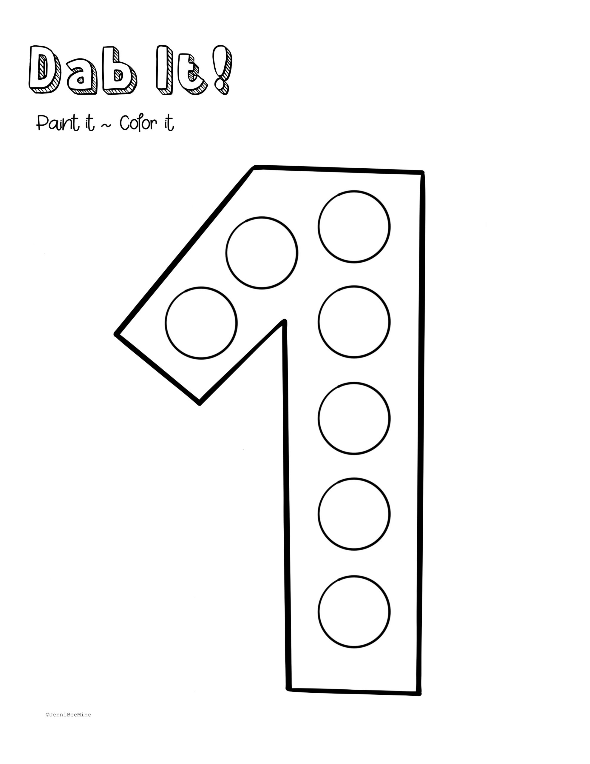 Free Printable Number 1 Worksheets For Preschool
