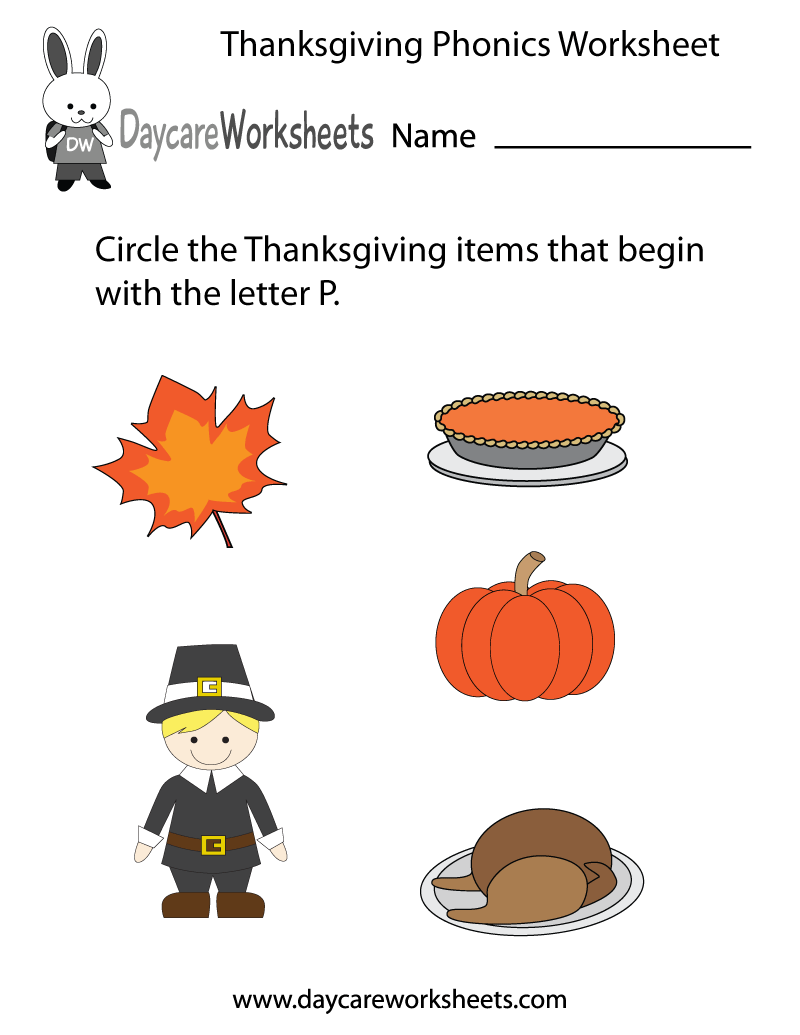 Thanksgiving Pre K Worksheets Free Printable
