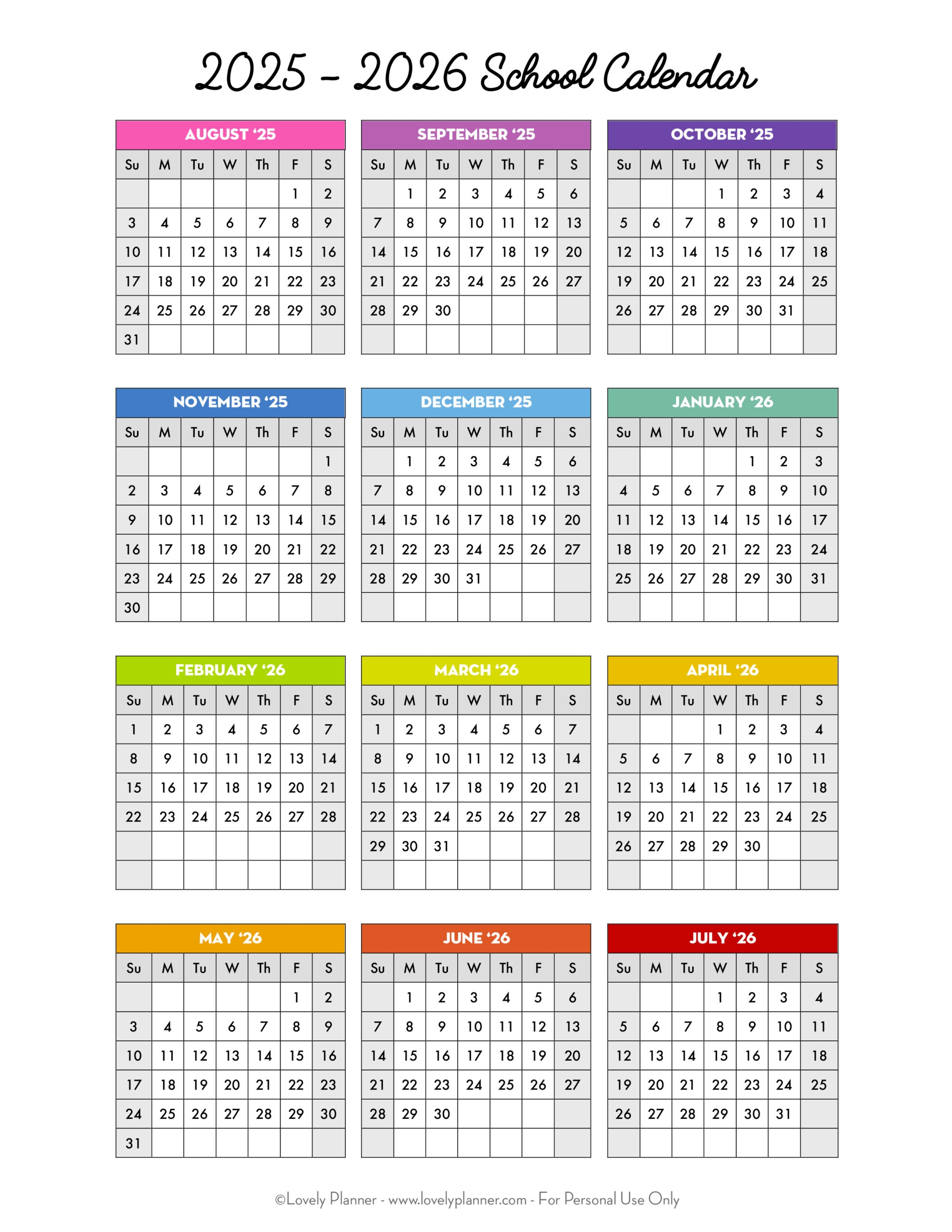 Printable 2025 26 Calendar