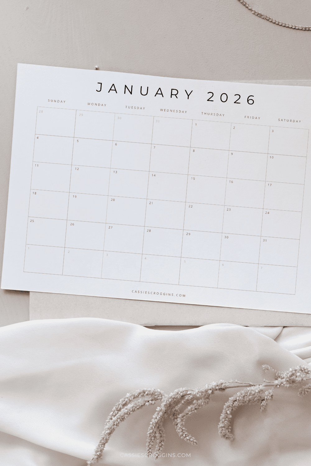 Blank Calendar 2026 Month Printable