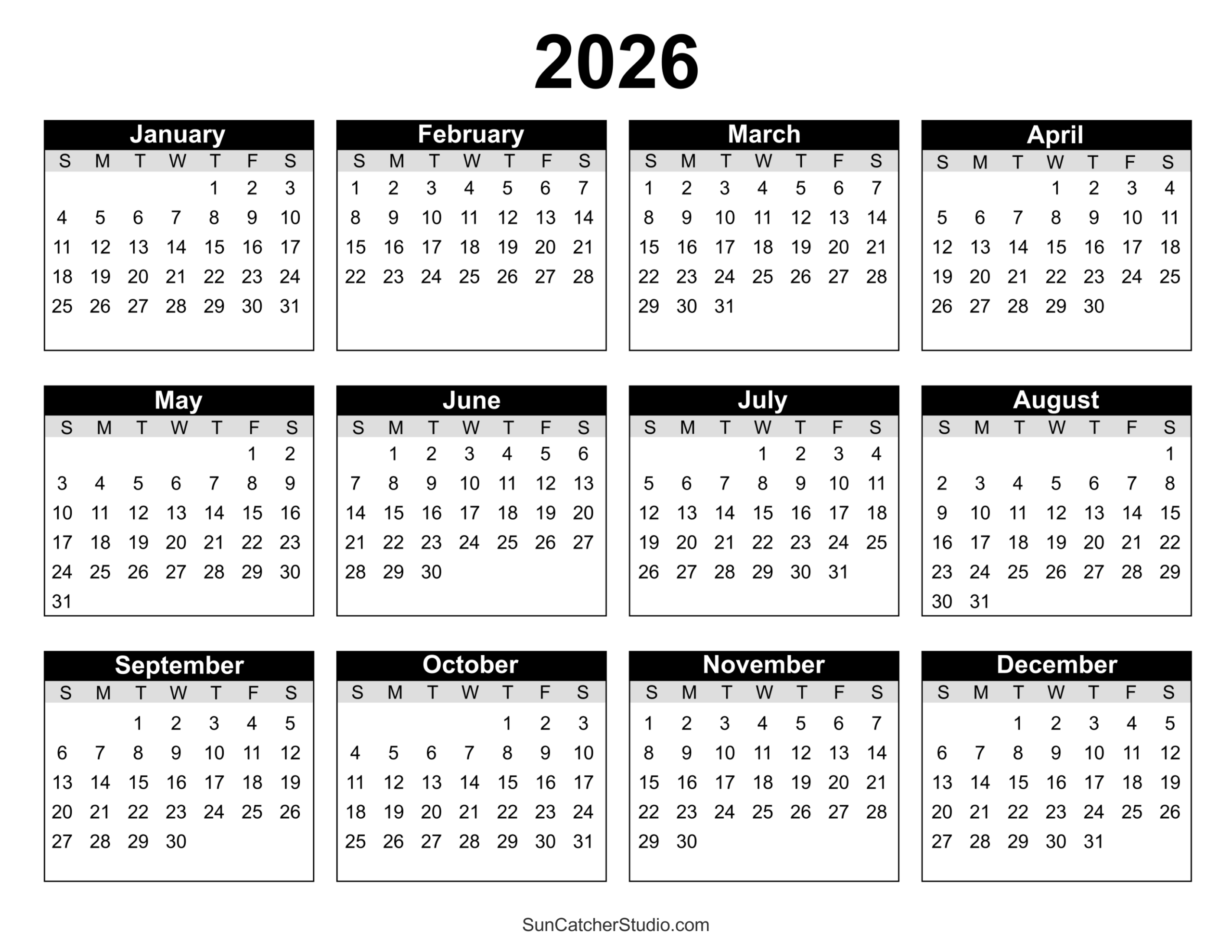 2026 Calendar Planner Printable
