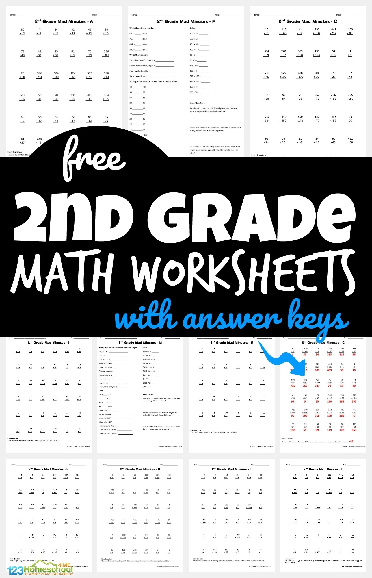 Printable 2nd Grade Worksheets Math Free