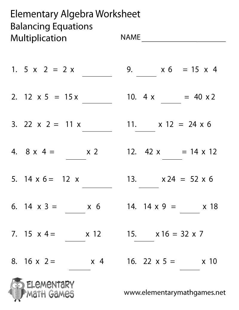 Free Printable Math Worksheets For Algebra 1