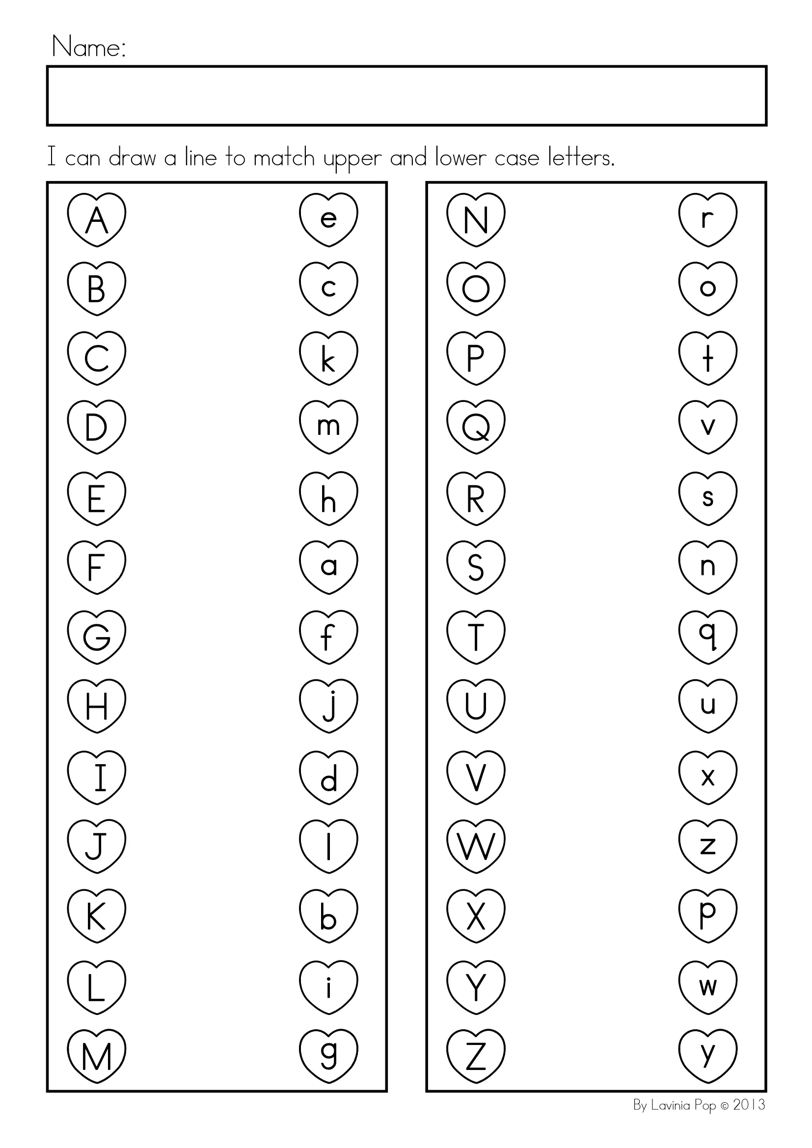 FREE Printable Alphabet Activity Valentine s Day Letter Match