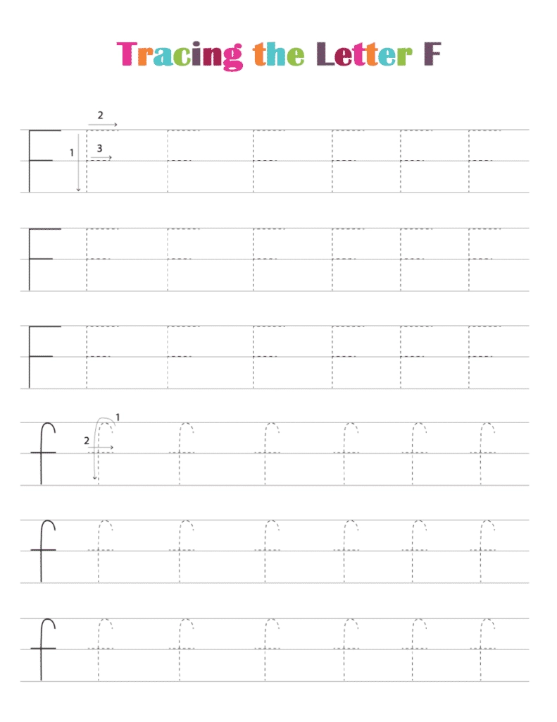 Free Printable Alphabet Tracing Worksheets PDF Letter F