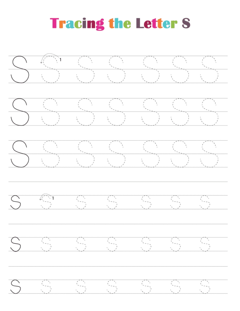Printable Letter S Tracing Worksheets