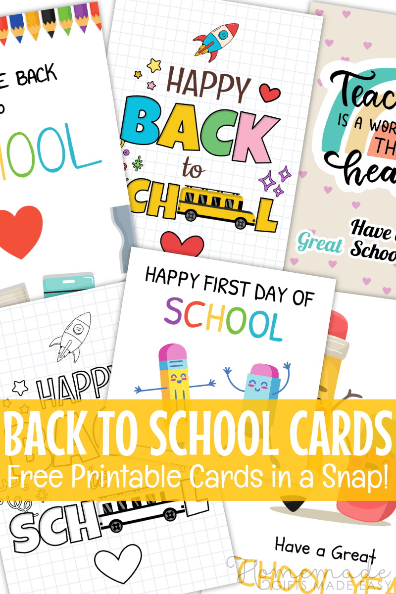 Free Printable Back To School Cards Downloadable PDF 