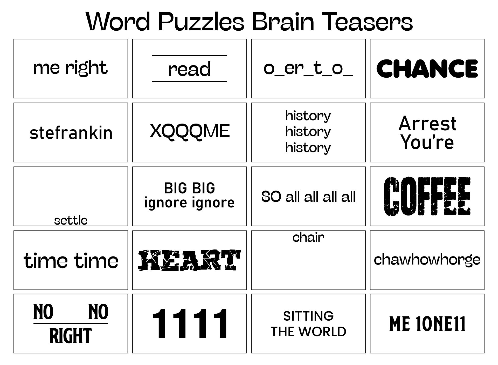 Brain Teasers Puzzles Printable
