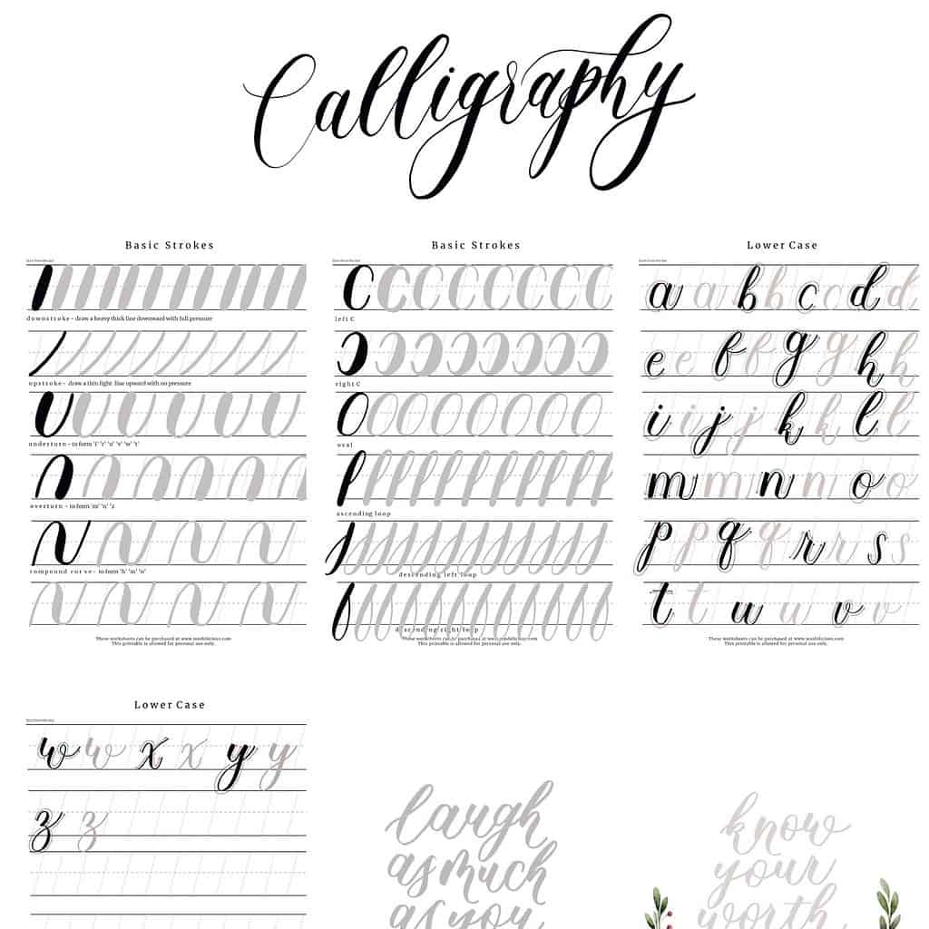 Free Printable Calligraphy Printable Brush Lettering Practice 