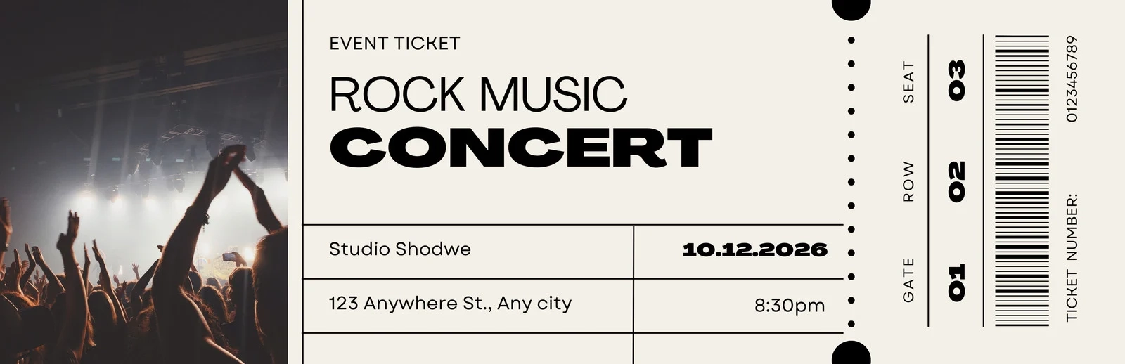 Free Printable Customizable Concert Ticket Templates Canva