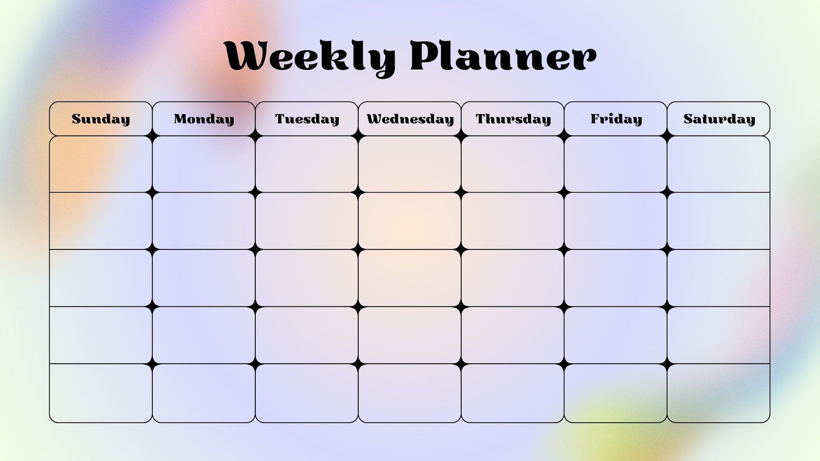 Weekly Calendar Blank Printable Monday-Sunday
