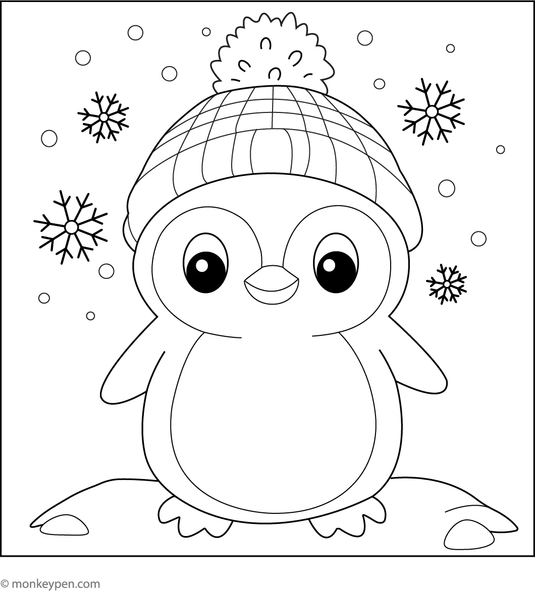 Free Printable Cute Penguin Coloring Page For Kids
