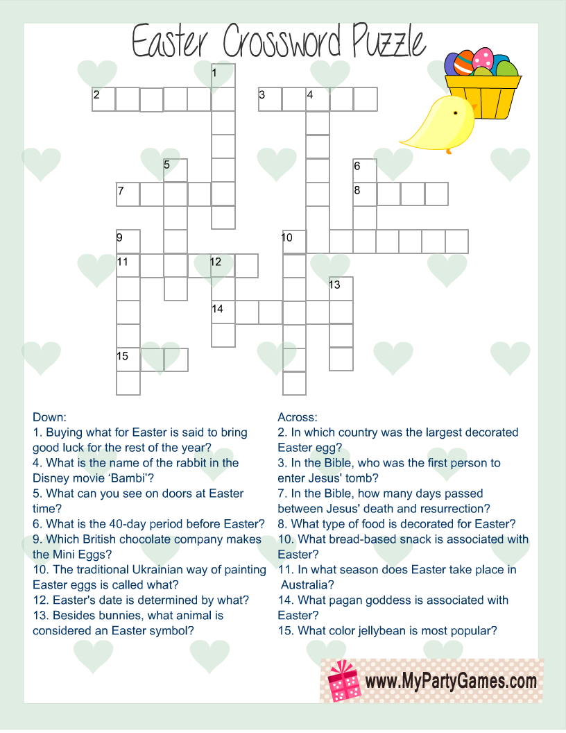 Printable Easter Crossword Puzzles Free
