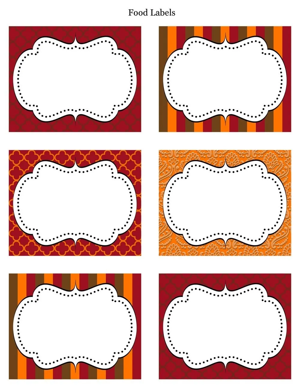 Free Printable Food Labels Templates