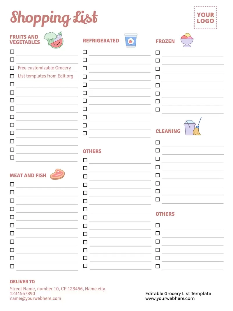 Shopping List Printable Template