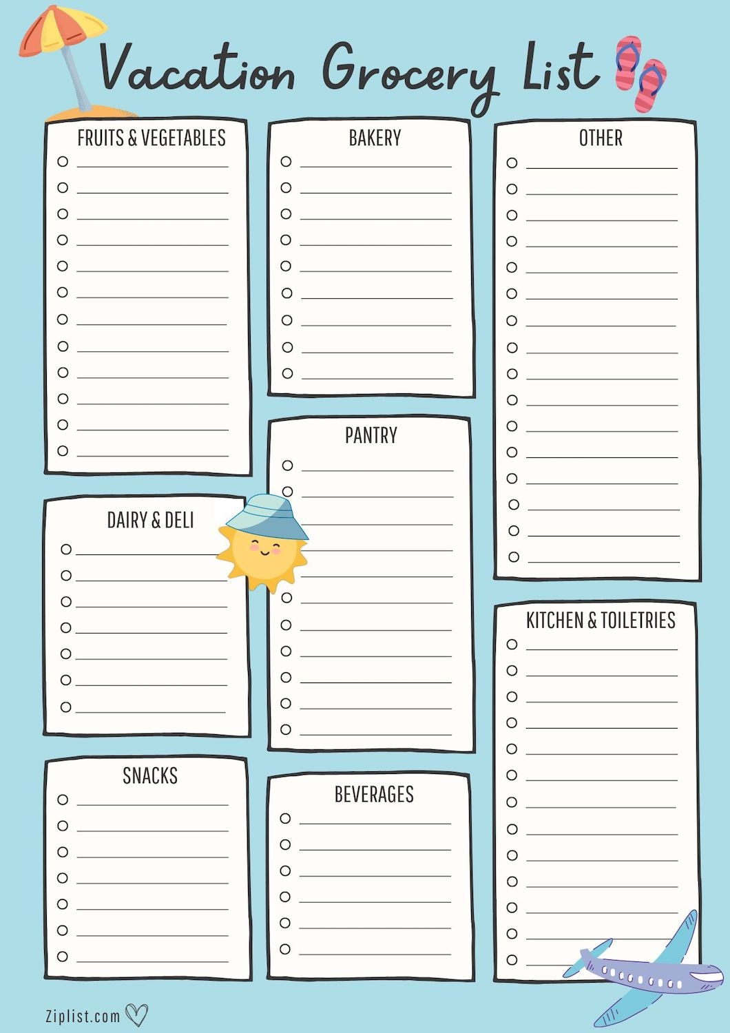 Printable Blank Shopping List Template