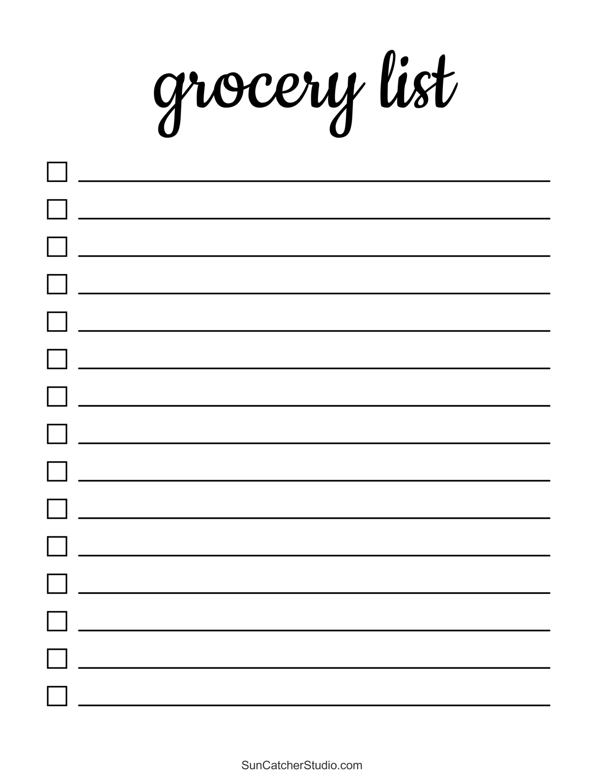 Grocery List Template Printable