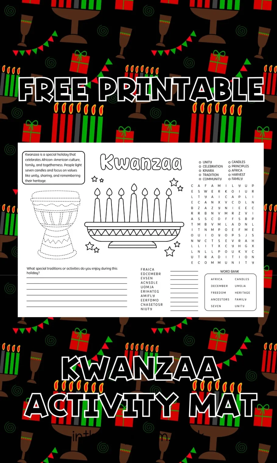 Free Printable Kwanzaa Worksheet Activity Page In The Playroom