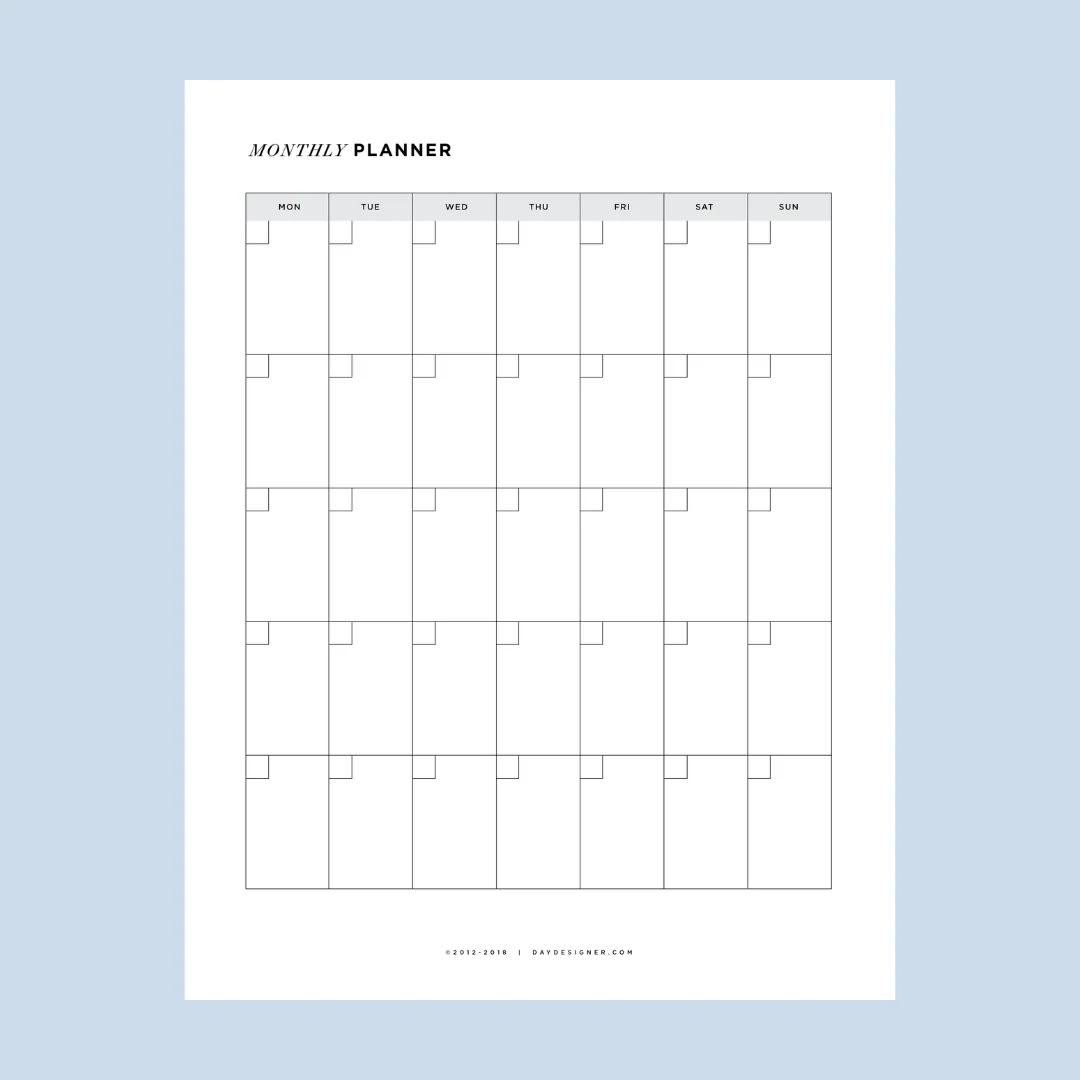 Blank Calendar Printable Month Lines