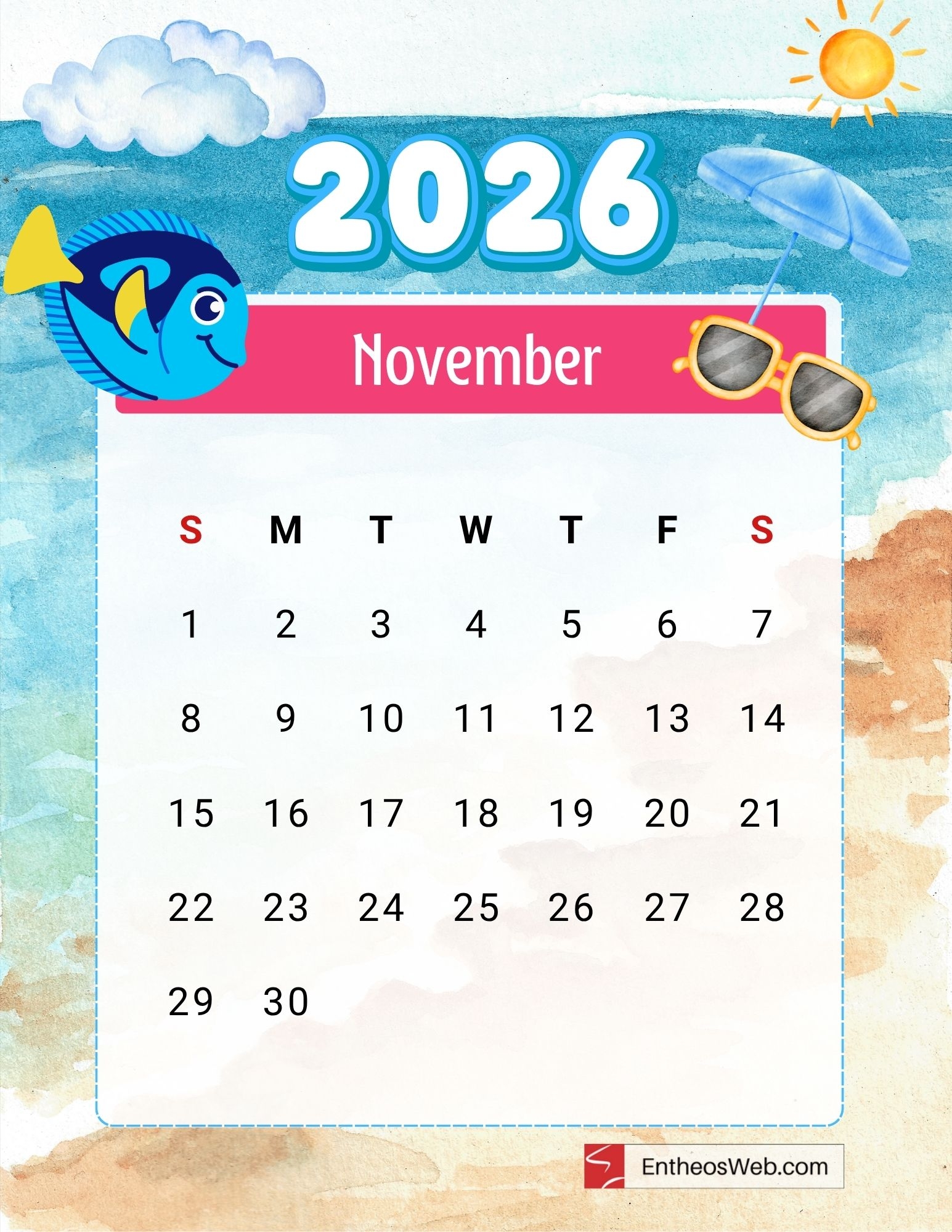 Free Printable November 2026 Calendars EntheosWeb