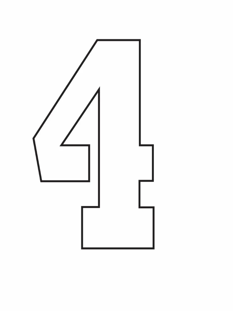 Free Printable Number Stencils Number 4 Stencil Large PDF