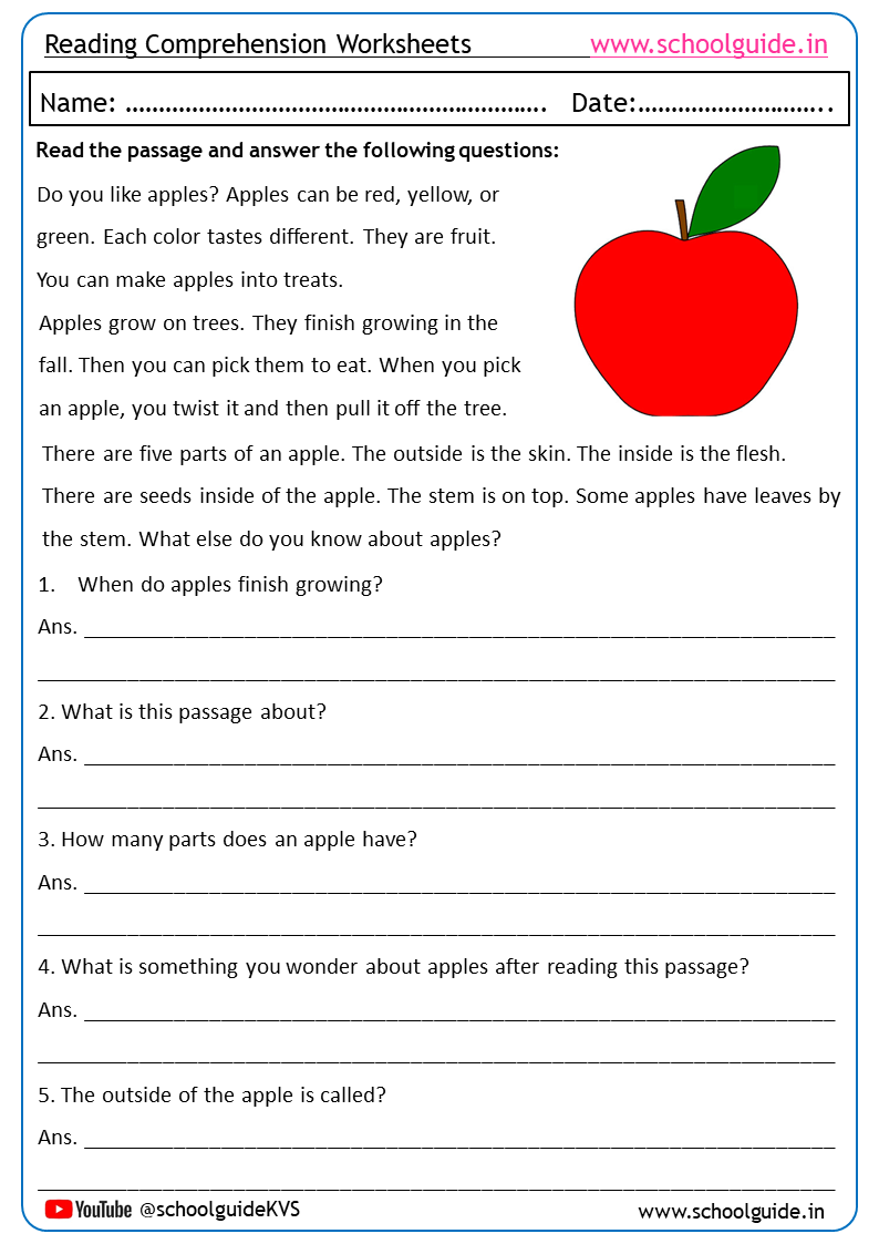 Free Printable Reading Comprehension Sheets