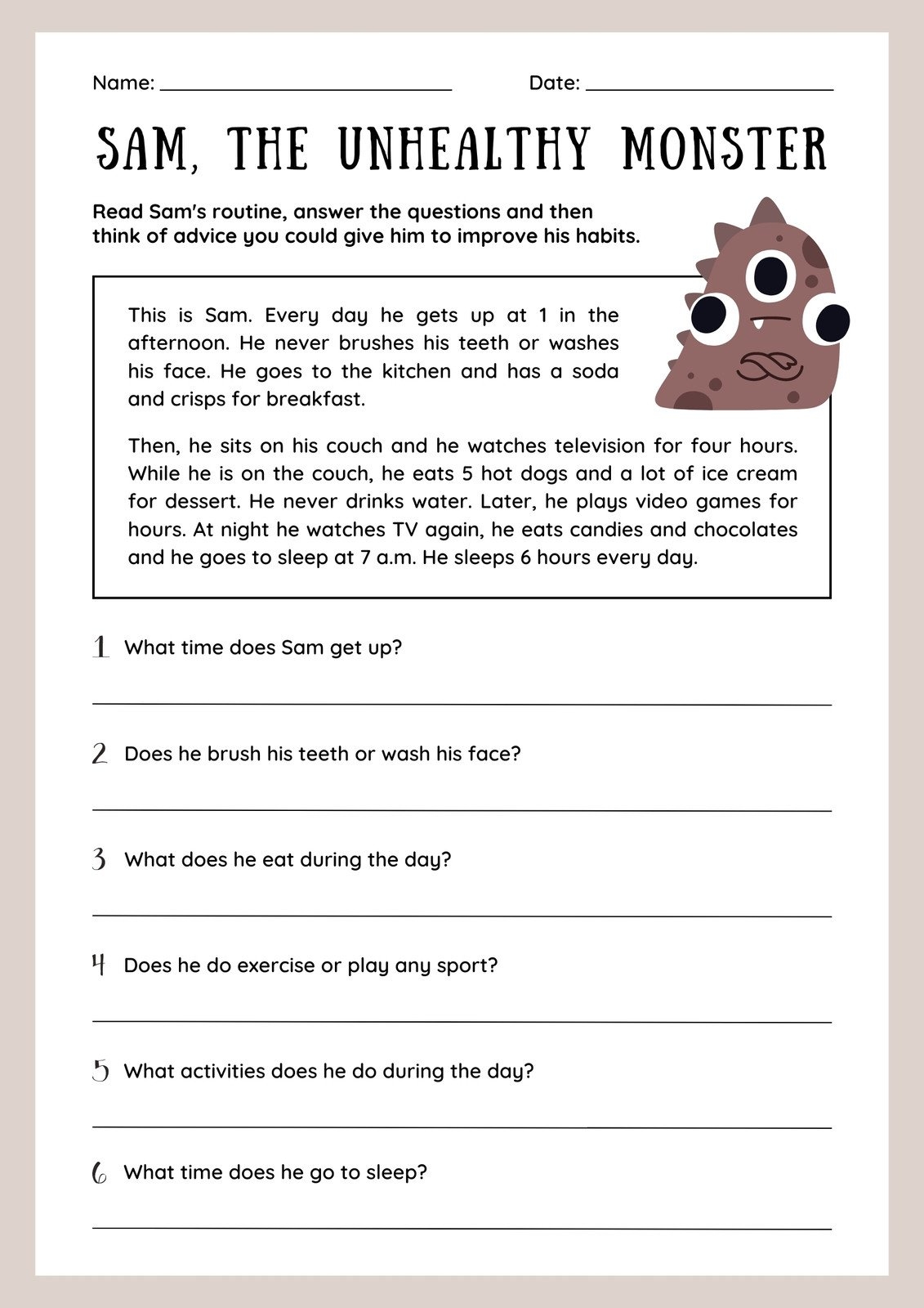 Free Printable Reading Worksheets For 3 Grade