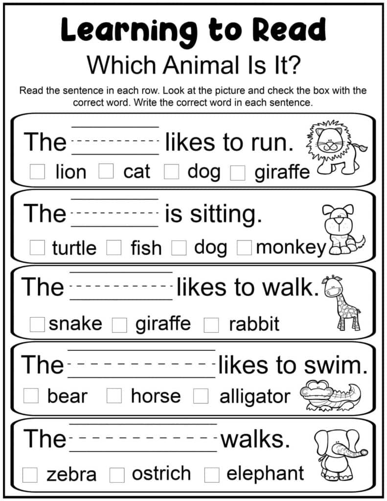 Free Printable Learn To Read Worksheets