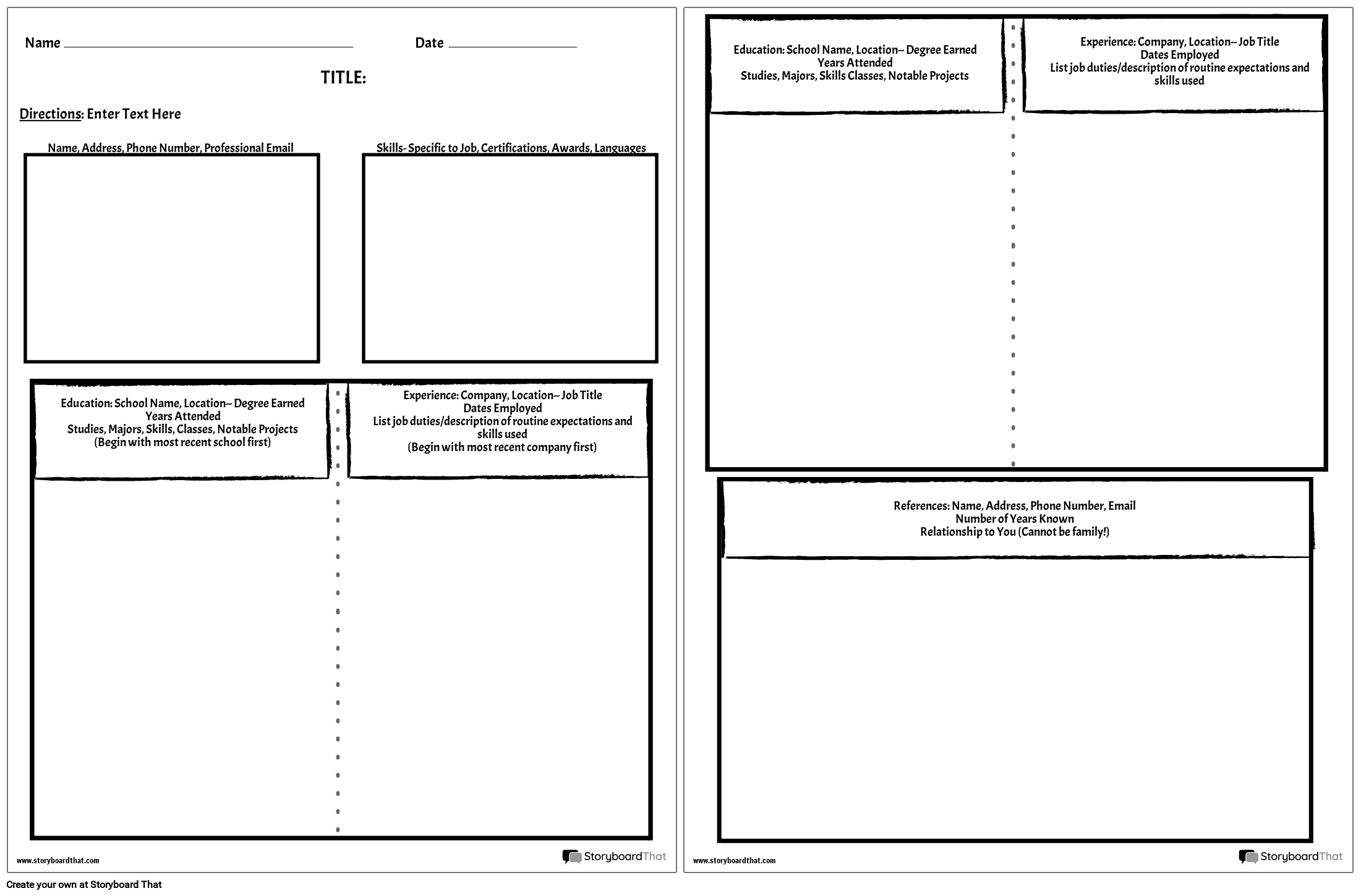 Free Printable Resume Worksheet Templates Worksheets Library