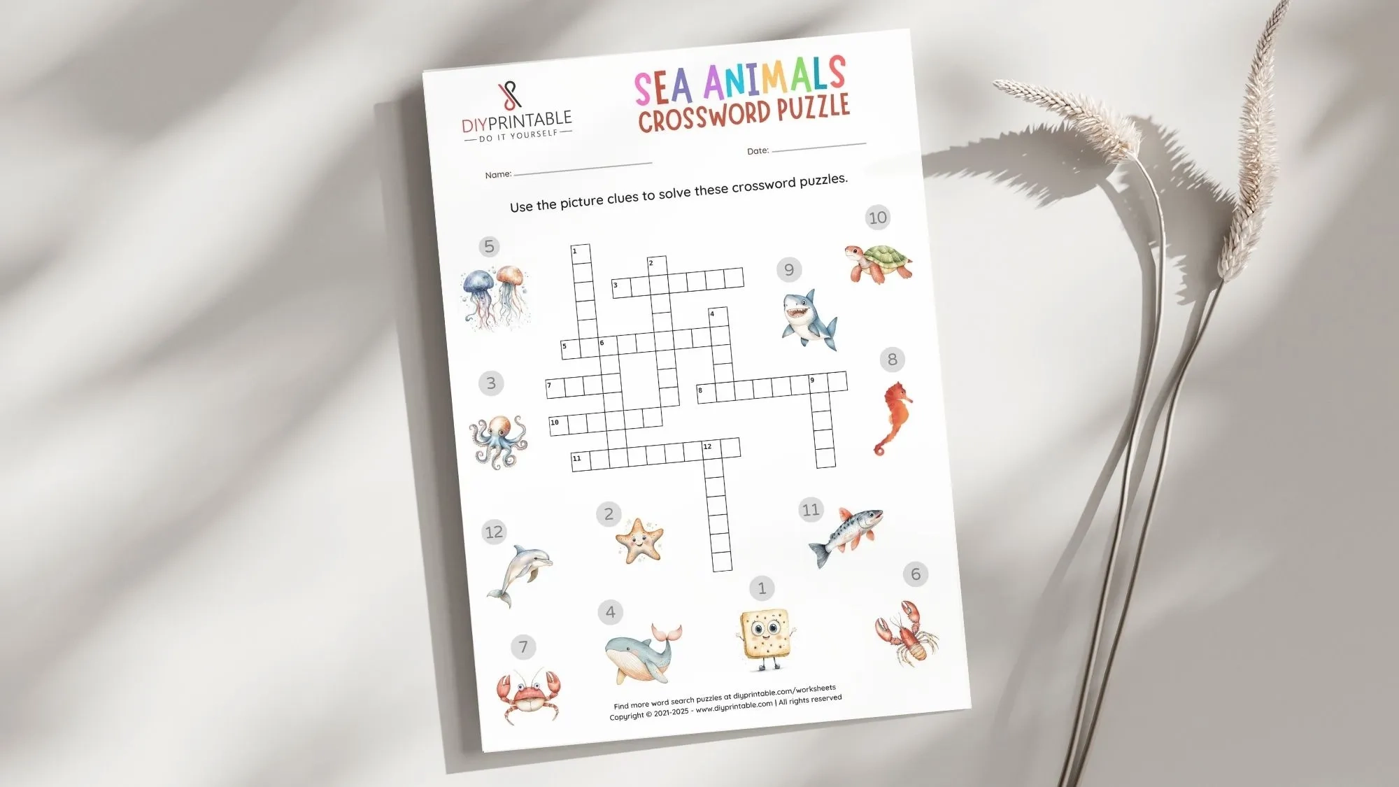 Free Printable Sea Animals Crossword Puzzle Do It Yourself 
