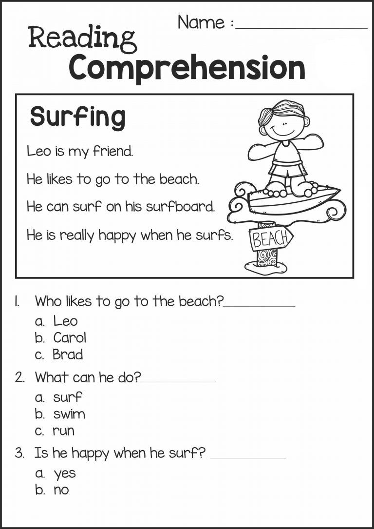 Free Printable Second Grade Reading Comprehension Worksheets 