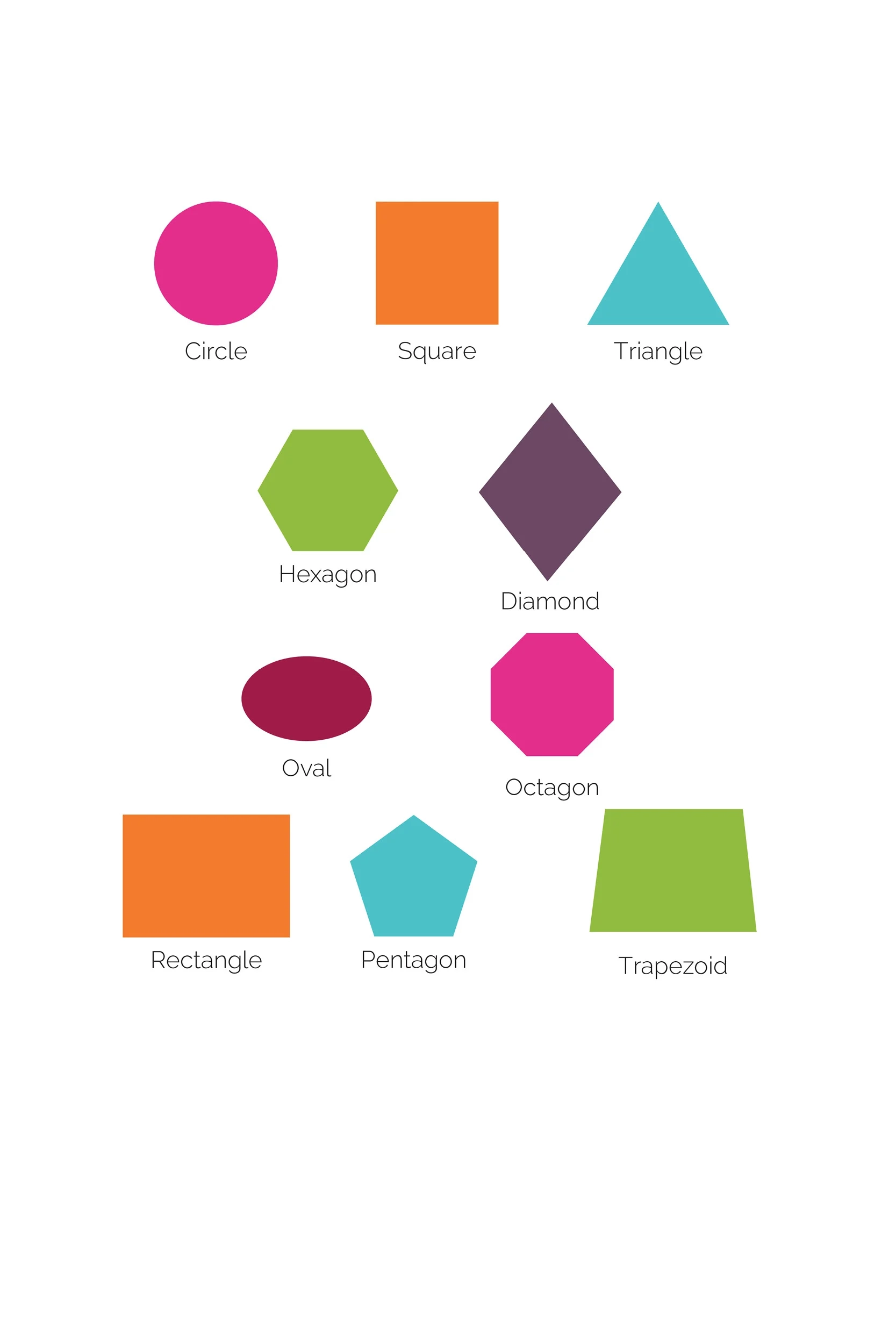 Free Printable Shapes Chart Color 2D Shapes