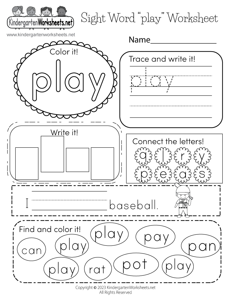 Free Printable Sight Words Worksheet