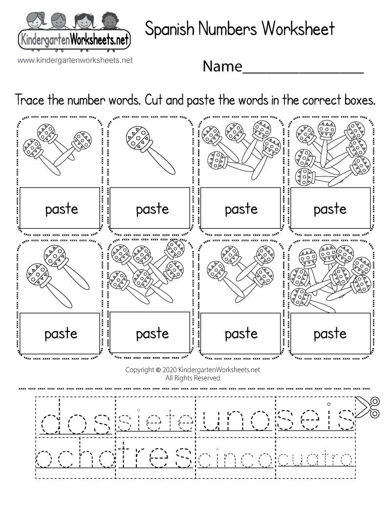 Printable Spanish Worksheets For Kids
