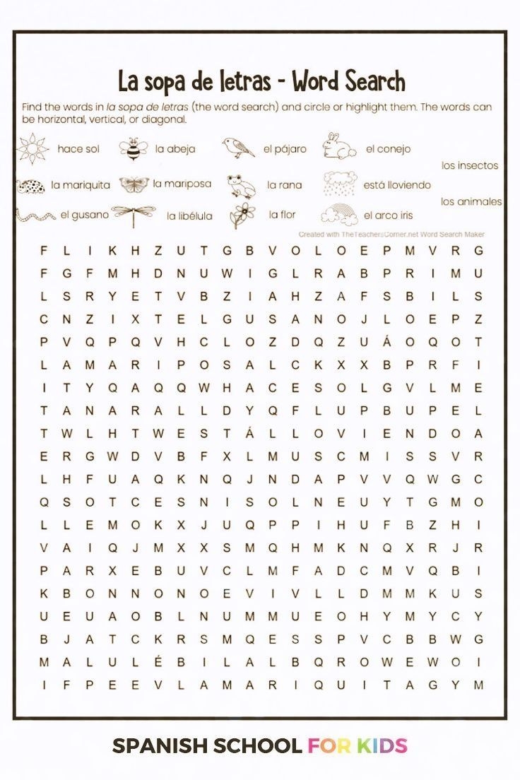 Free Printable Spanish Worksheets For Kids