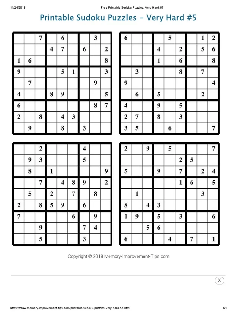 Printable Sudoku Puzzles And Answers