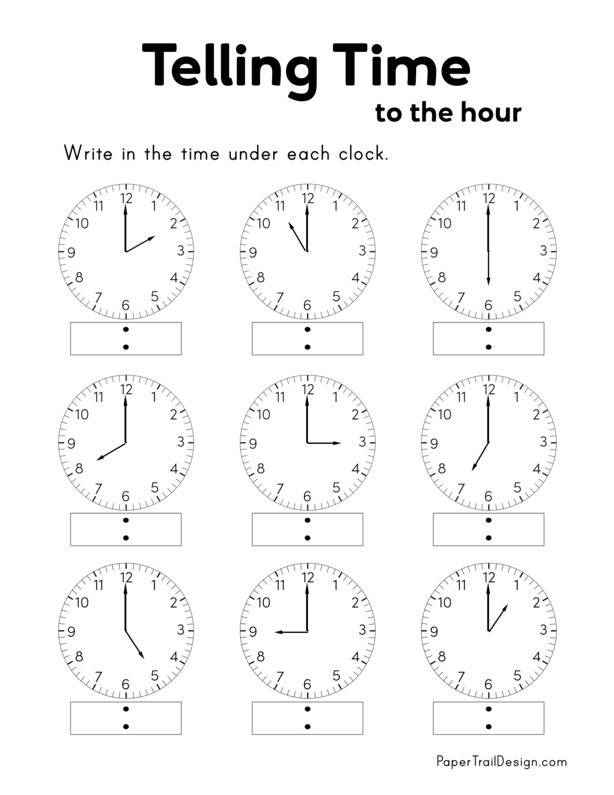Free Printable Clock Worksheets For 3rd Grade