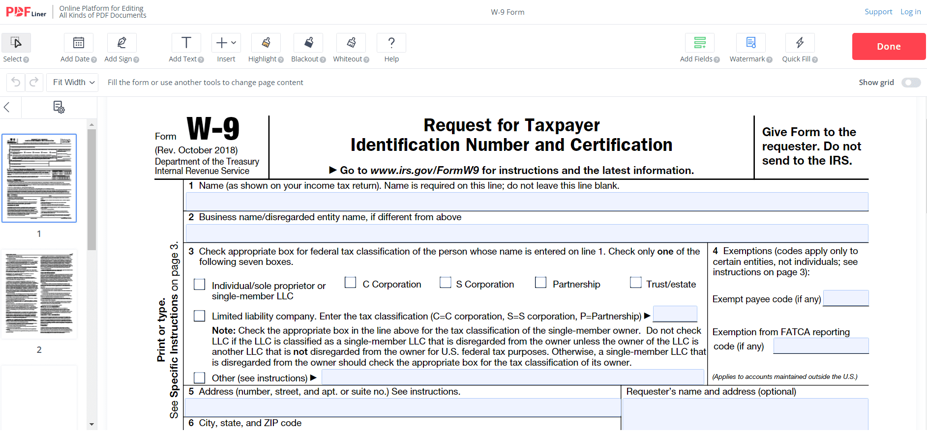 Free Printable W9 Form 2025 Printable W9 Form 2026