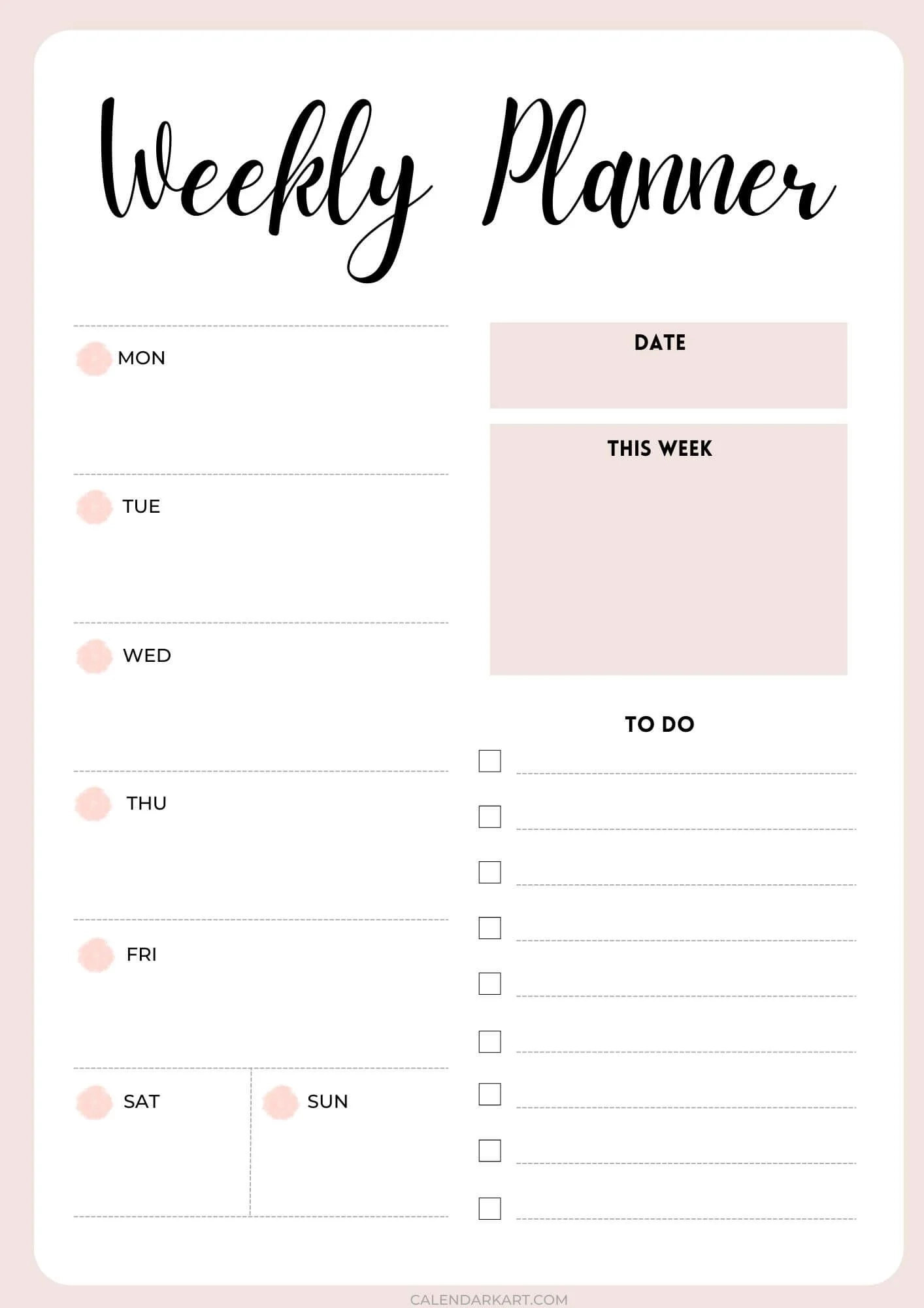 Free Printable Weekly Planner Templates CalendarKart