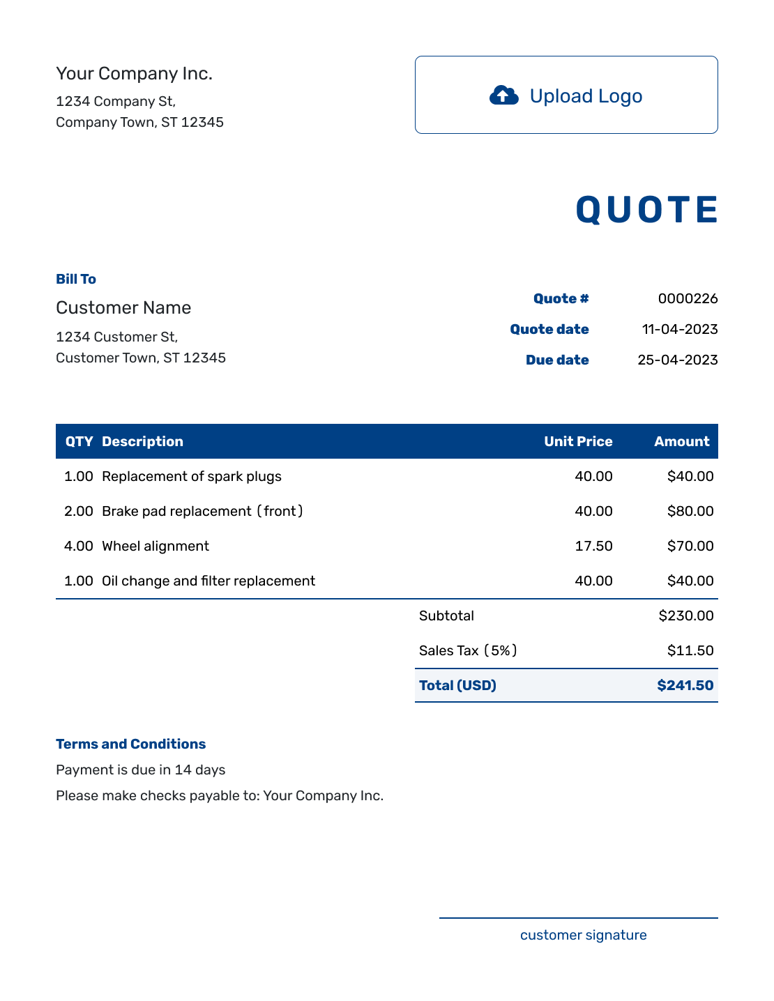 Printable Quote Template