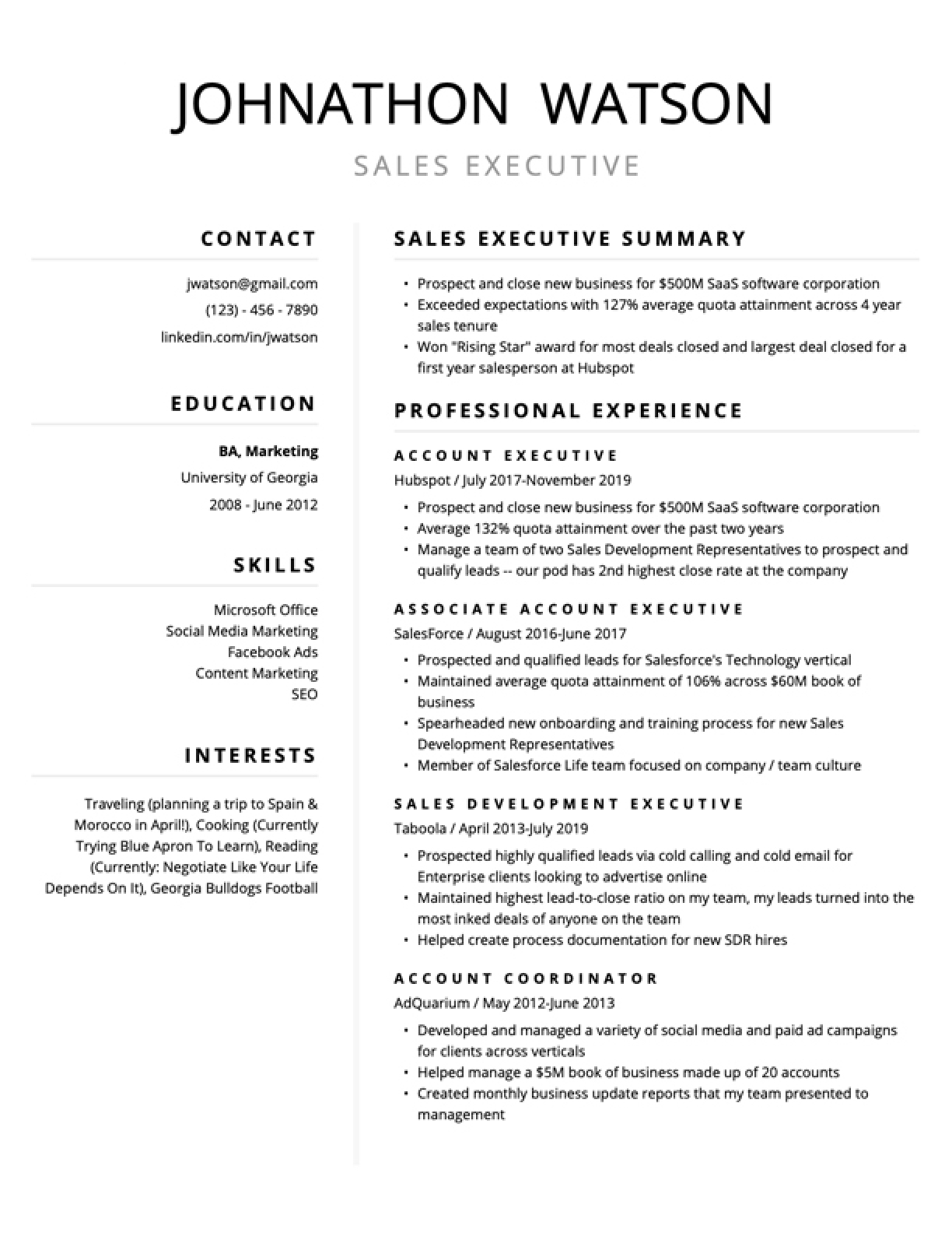 Printable Free Resume Templates