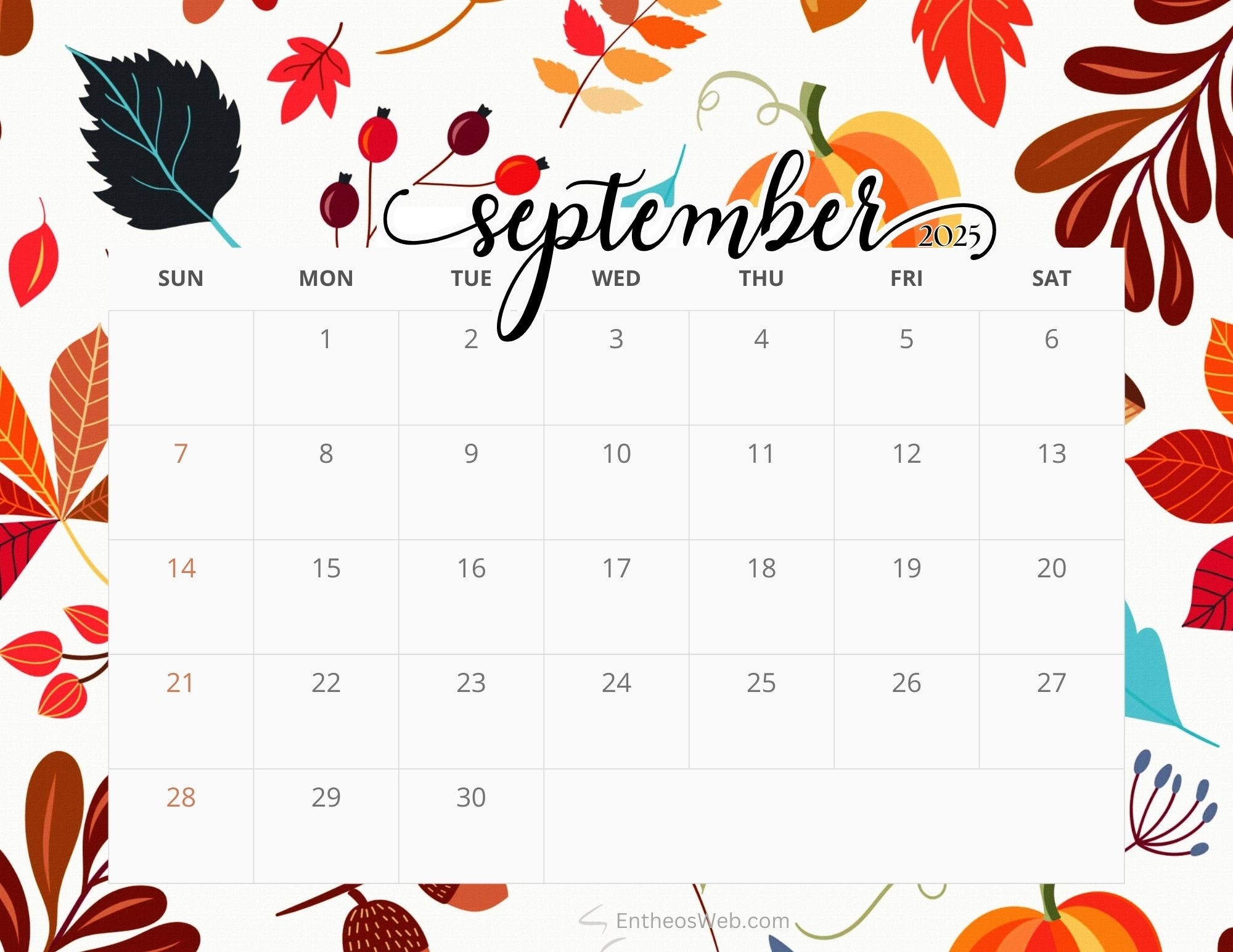 Printable Sept Calendar