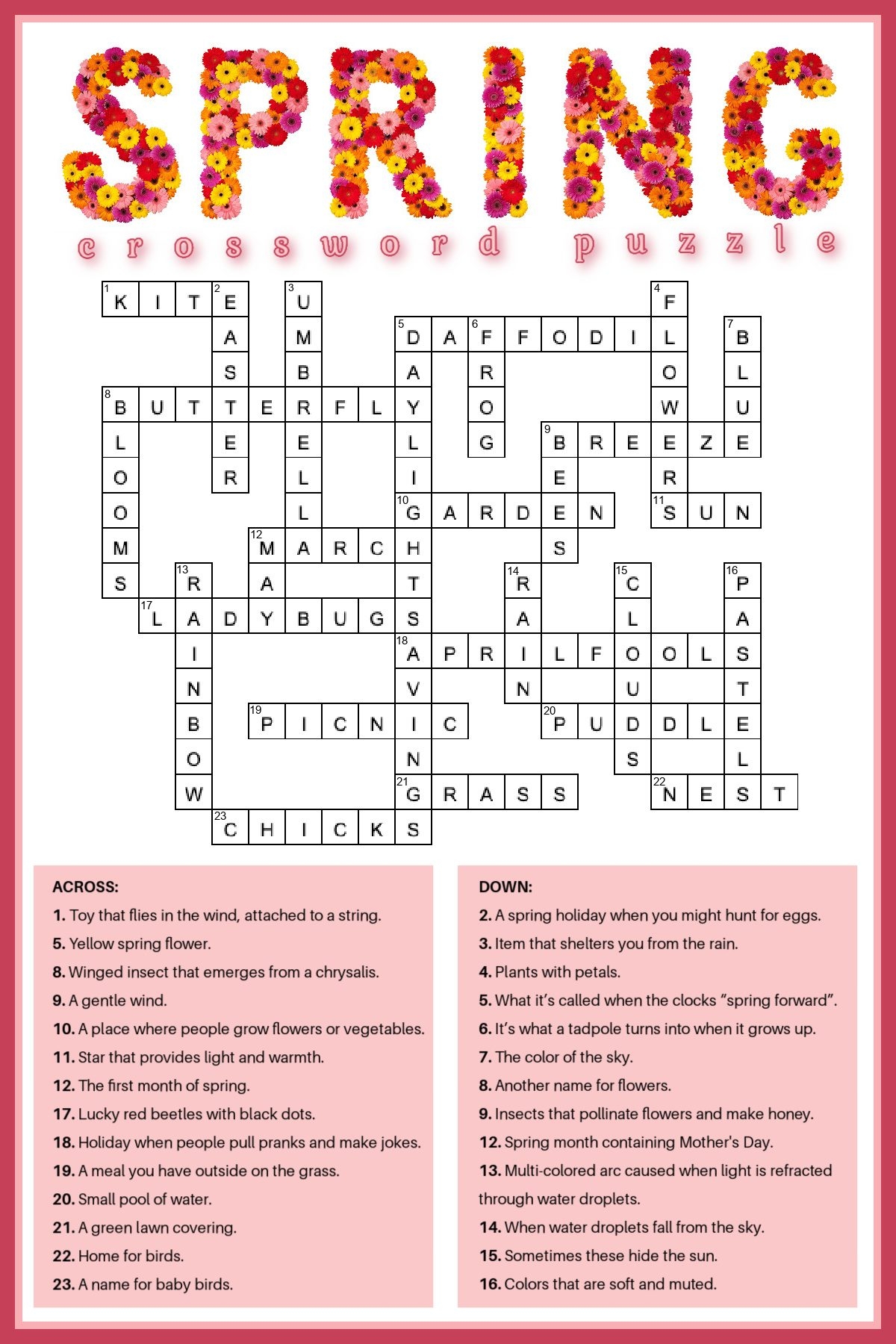 Printable Crossword Puzzles And Solutions