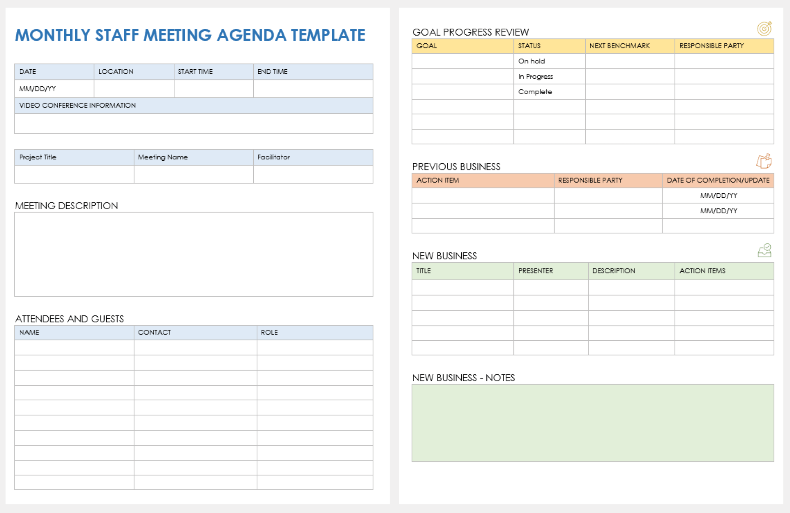 Printable Staff Meeting Agenda Template