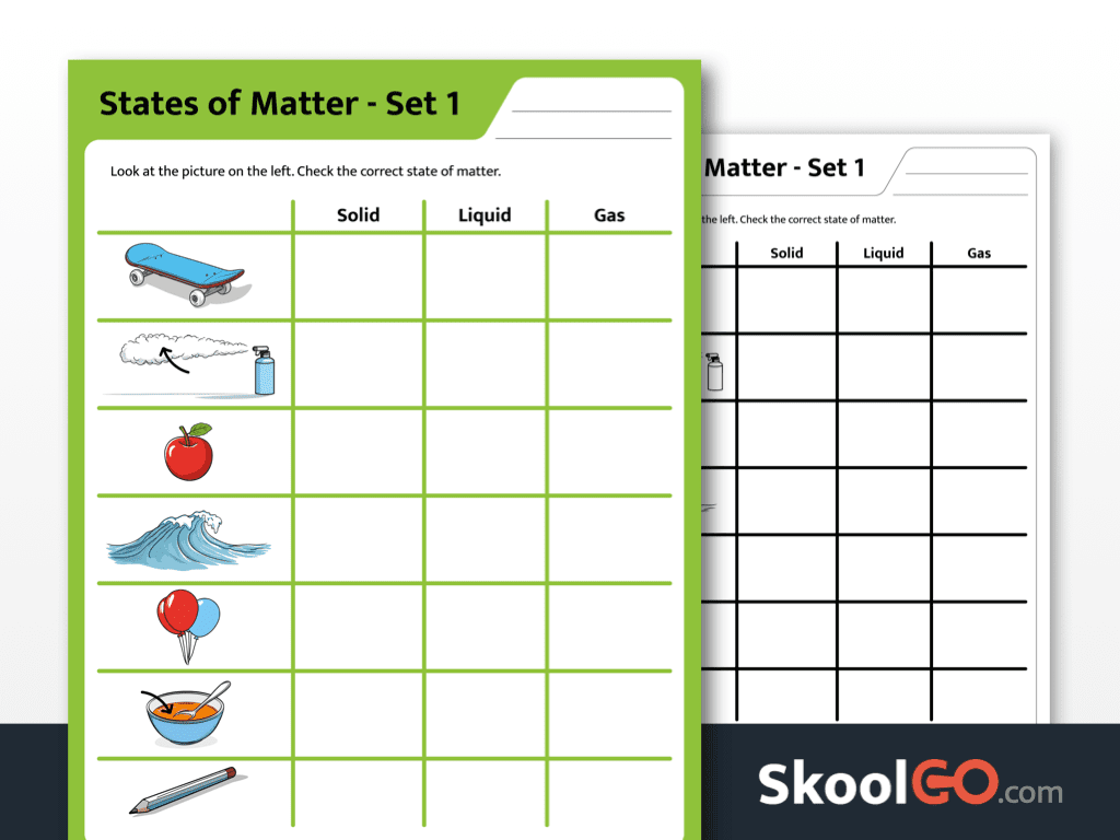 States Of Matter Printable Worksheets