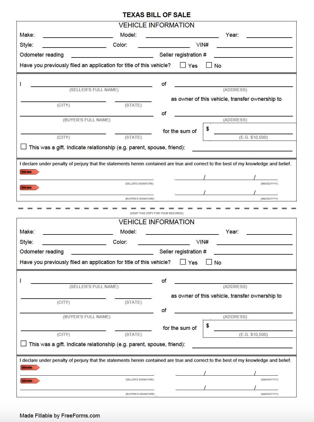 Printable Form 130-U Texas Dmv