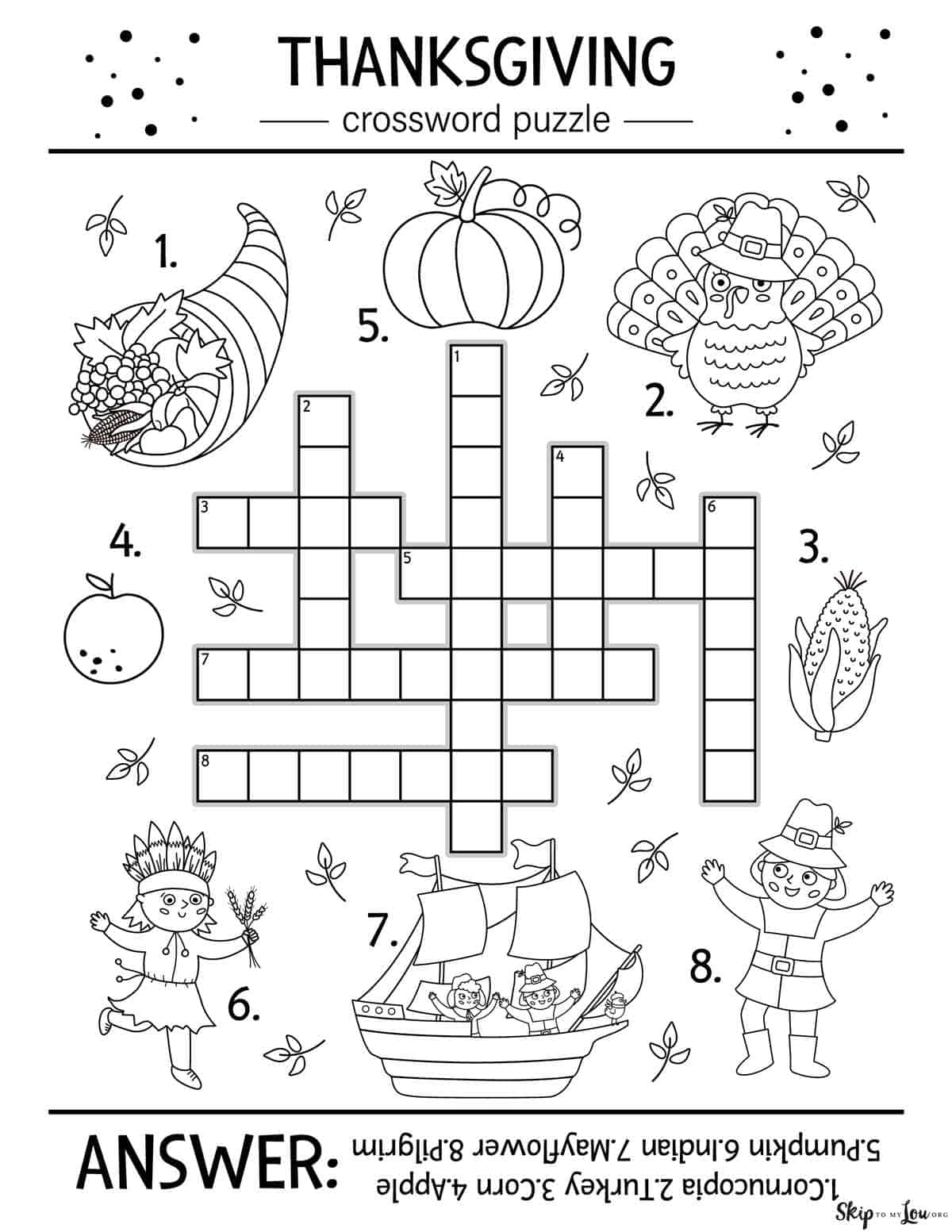 Free Thanksgiving Printable Worksheets
