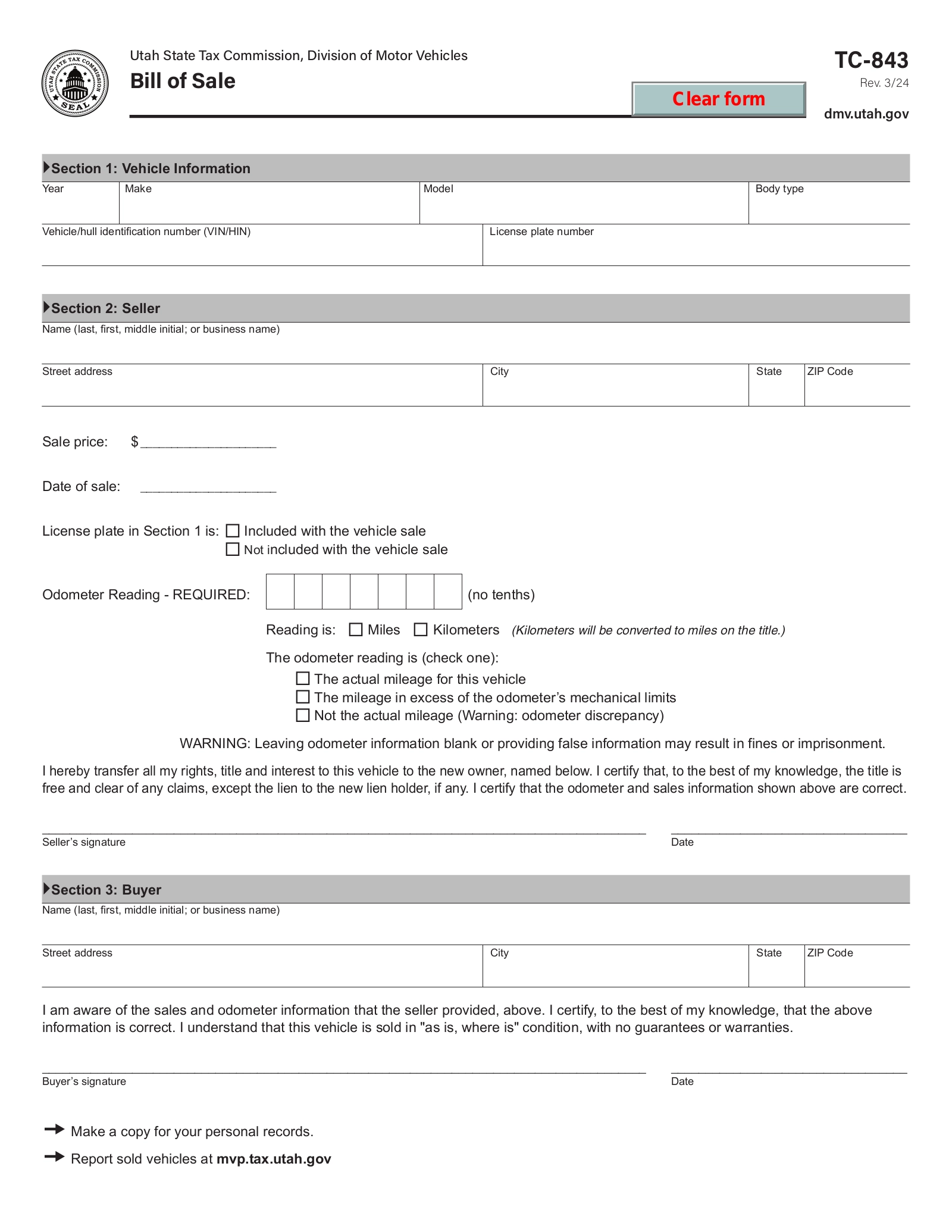 Free Utah Bill Of Sale Forms 4 PDF EForms