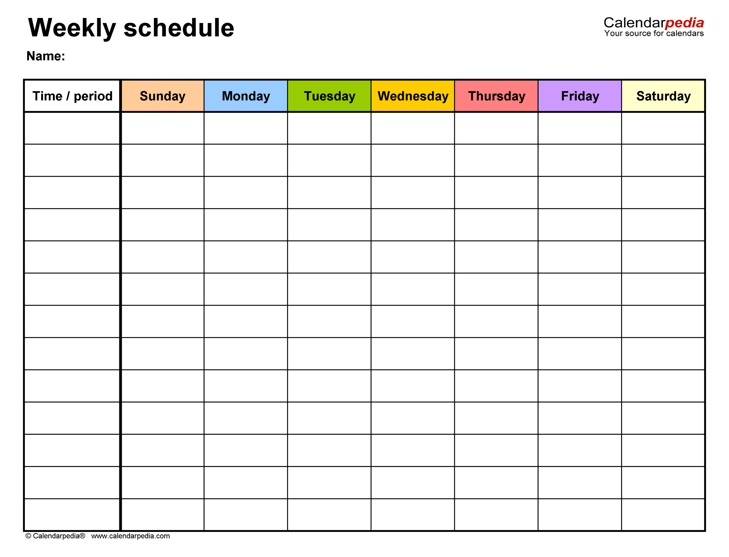 Printable Weekly Schedule Template